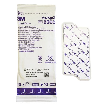 Electrode ECG 3M™ Red Dot™ Resting Radiolucent 100 per Pack (100/BG 40BG/CS) by Solventum Corporation  ID 2360